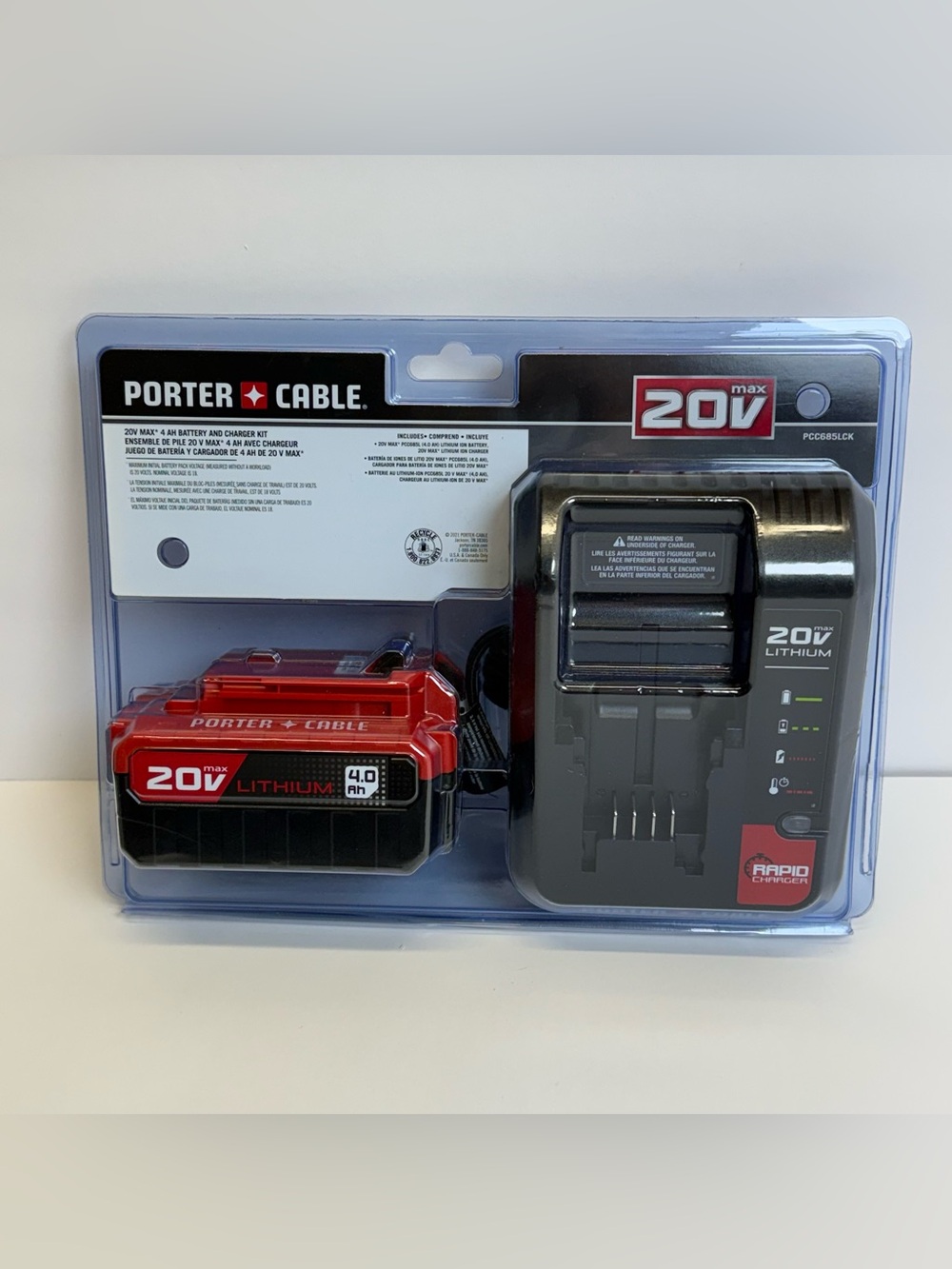 Porter Cable PCC685LCK 20V MAX 4 Ah Rapid Charger Starter